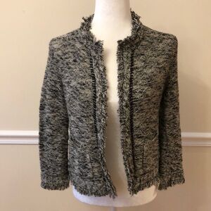 Anthropologie Angel of the North Black and White Cardigan Sweater Size Large EUC